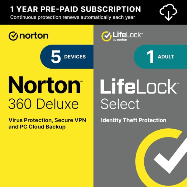 Norton 360 Deluxe with lifelock 1 Year 1 Device Email Delivery